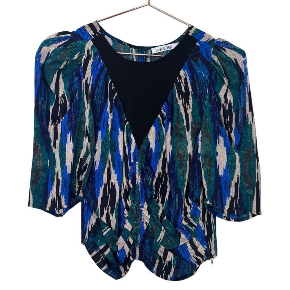 NEW Maria Cher Noia Abstract Silk Blouse Size Large